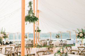 Wedding Tent with Greenery Chandeliers