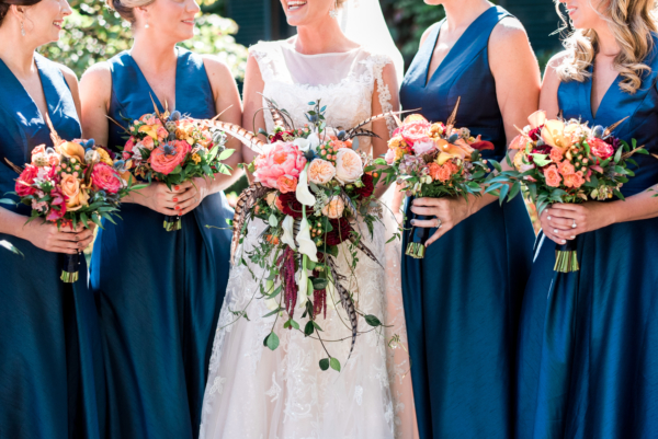 Blue Alfred Sung Bridesmaids Dresses