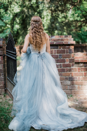 Bride in Blue Tulle Wedding Dress 18