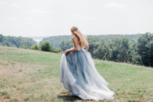 Bride in Blue Tulle Wedding Dress 24