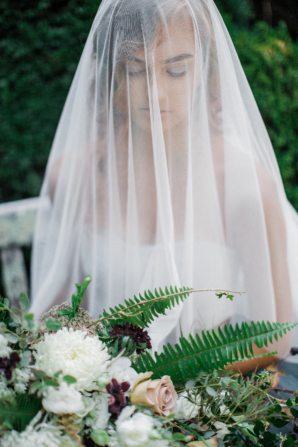 Bride in Blue Tulle Wedding Dress 9