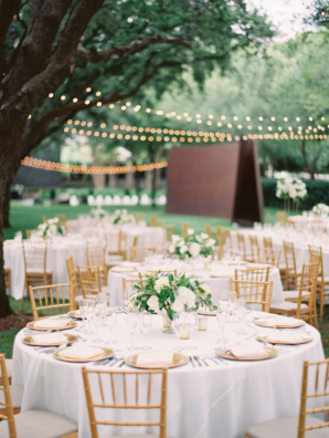 Green White Gold Outdoor Wedding