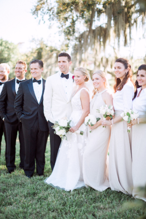Taupe and White Bridesmaids Dresses