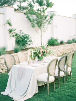 White Pink and Green Garden Wedding Table