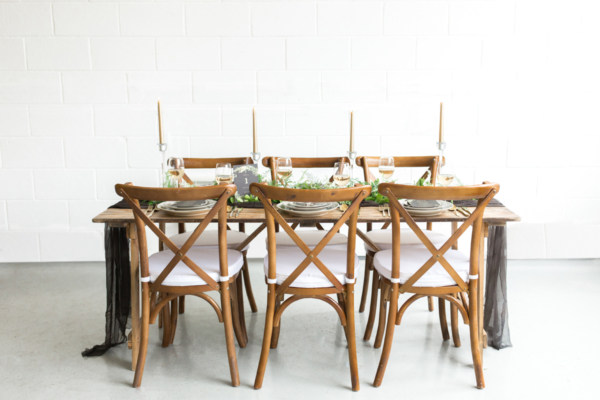 Black and Wood Wedding Table