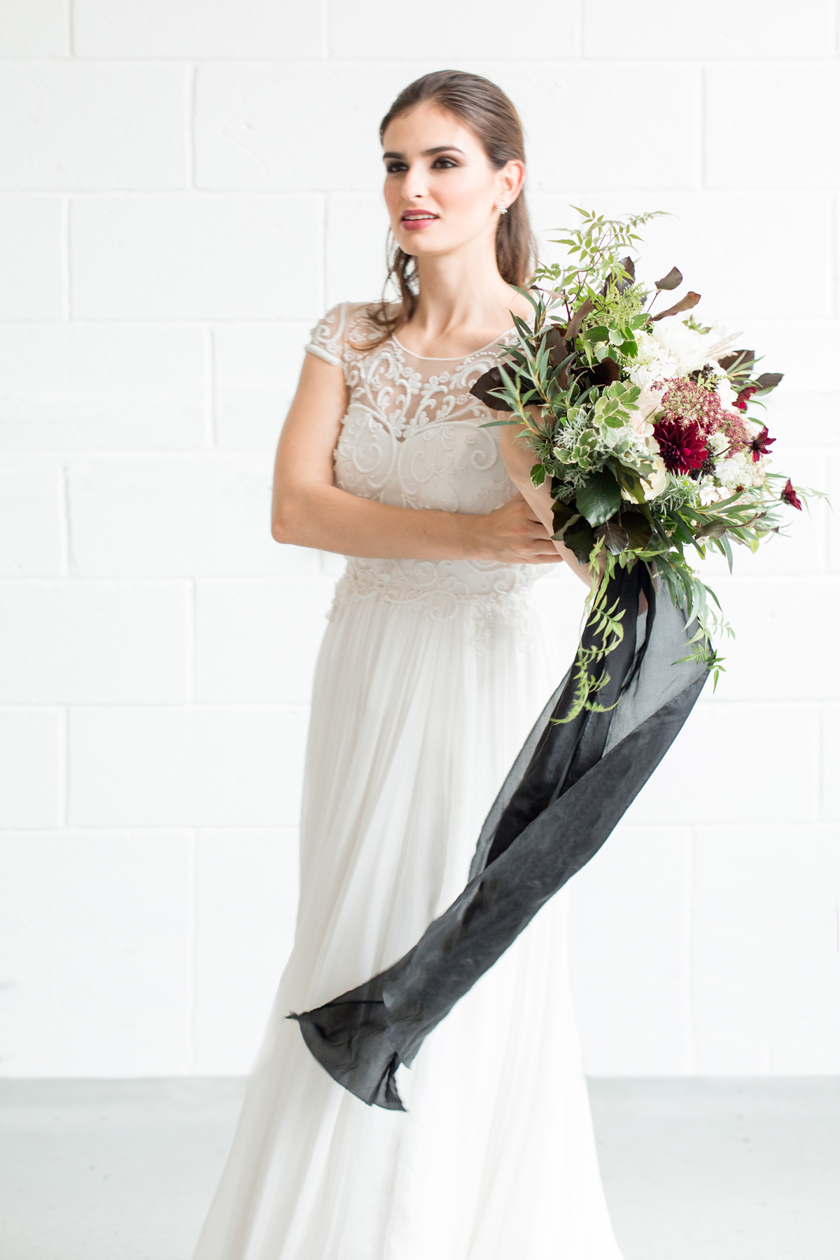 Bride Bouquet with Black Ribbon