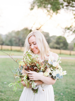 Bride with Fall Bouquet