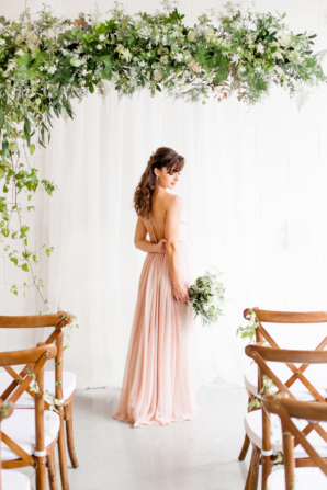 Bridesmaid in Pink Flowing Dress