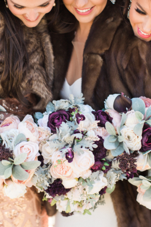 Bridesmaids with Dusty Miller Bouquets