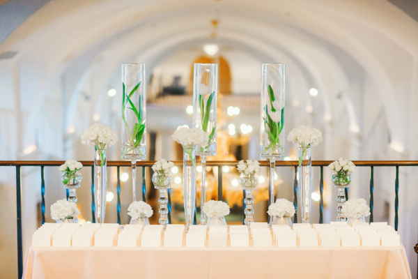 Escort Card Table with Submerged Flowers