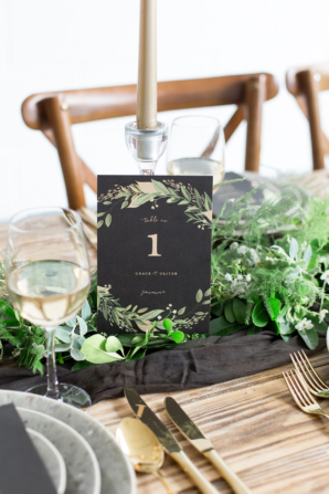 Minted Black and Gold Table Number