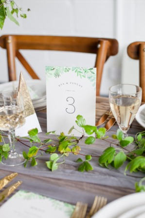Minted Green Watercolor Leaf Table Numbers