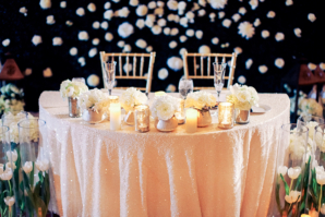 Sweetheart Table with Sequin Linen