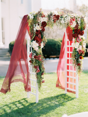 Wedding Arbor with Red and White Floral
