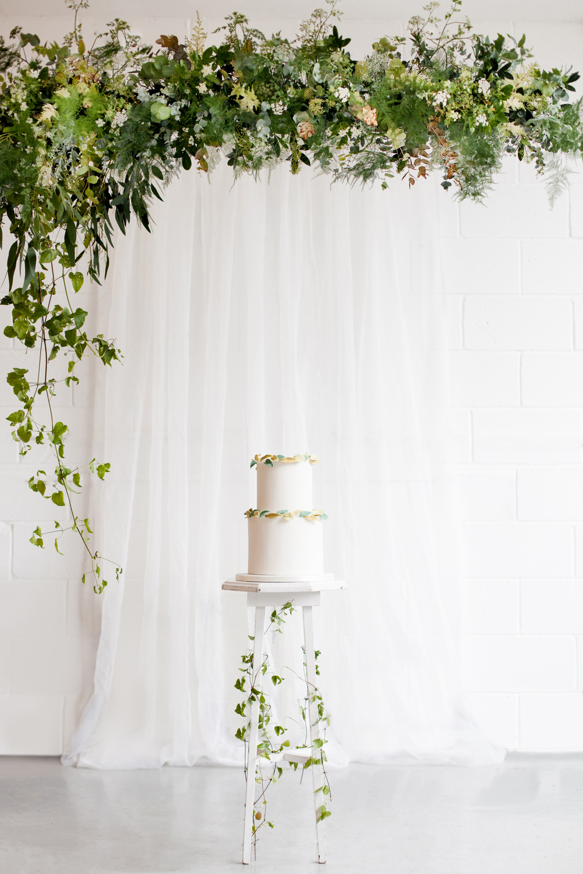 Wedding Cake with Greenery Display