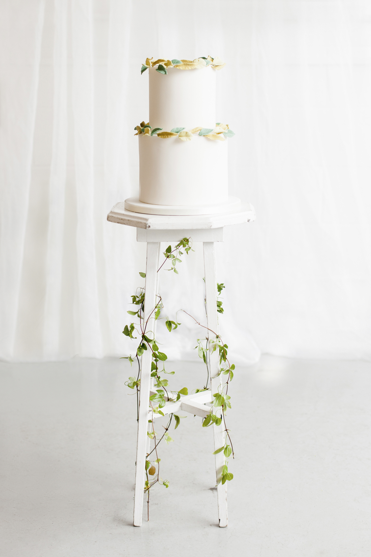 Wedding Cake with Leaf Accents