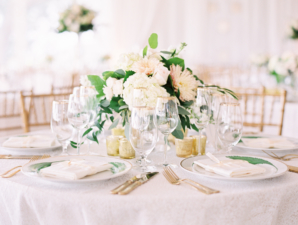 Blush Green and White Centerpiece