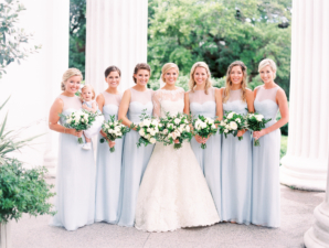 Bridesmaids in Blue Amsale Dresses