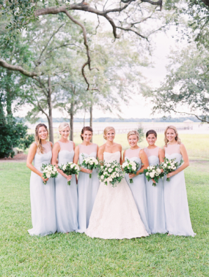 Bridesmaids in Pale Blue Dresses