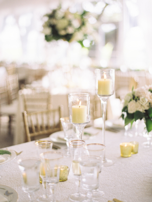Candle Centerpiece on Textured Linen