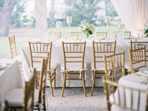 Gold and White Tent Wedding Reception