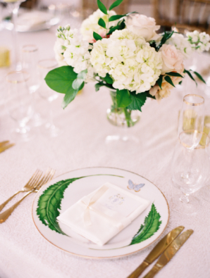 Green and White Wedding Place Setting