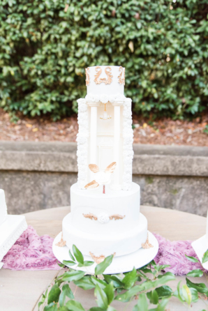 Wedding Cake with Chandelier and Pillars