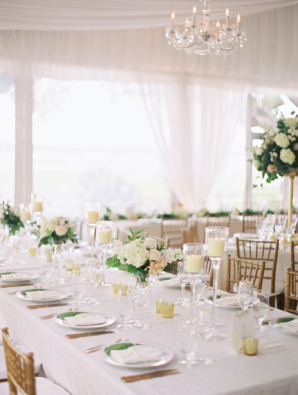 Wedding Tent with White and Green Tables