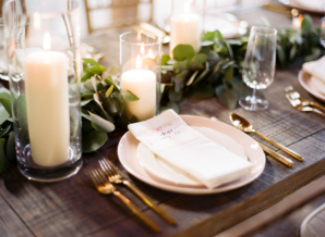 Candle and Greenery Wedding Centerpiece