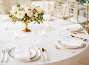 Centerpiece of Blush and Ivory Flowers