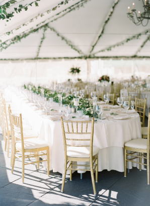 Green Gold White Romantic Wedding Tent