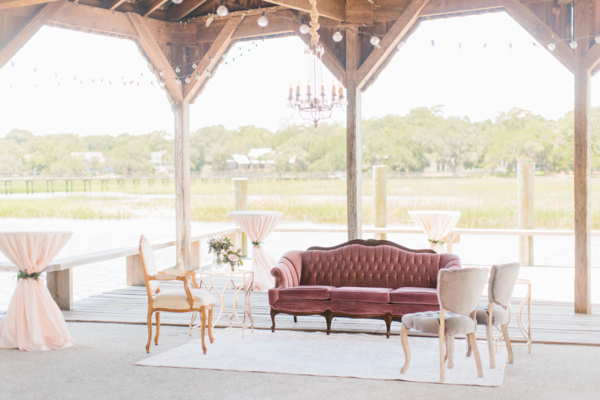 Mauve and Gray Wedding Lounge Area