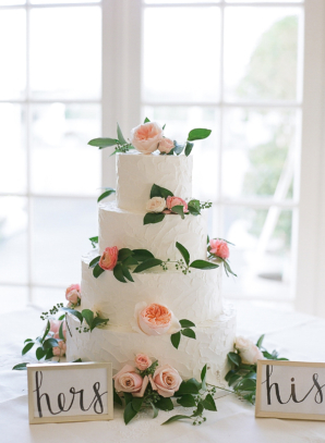 Wedding Cake with Pink Garden Roses