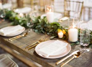 Wood Wedding Table with Goldware