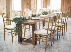 Wood Wedding Table with Greenery