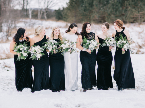 Black Bridesmaids Dresses in Winter
