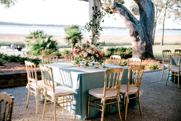 Blue and Gold Elegant Whimsical Wedding Reception