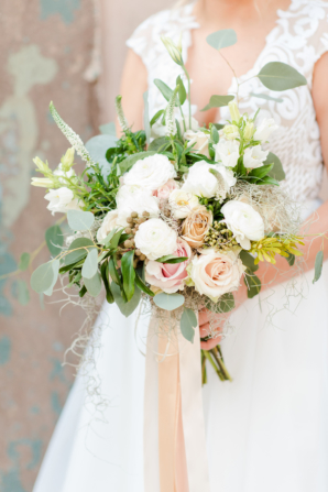 Bride Bouquet of Ivory and Peach Flowers
