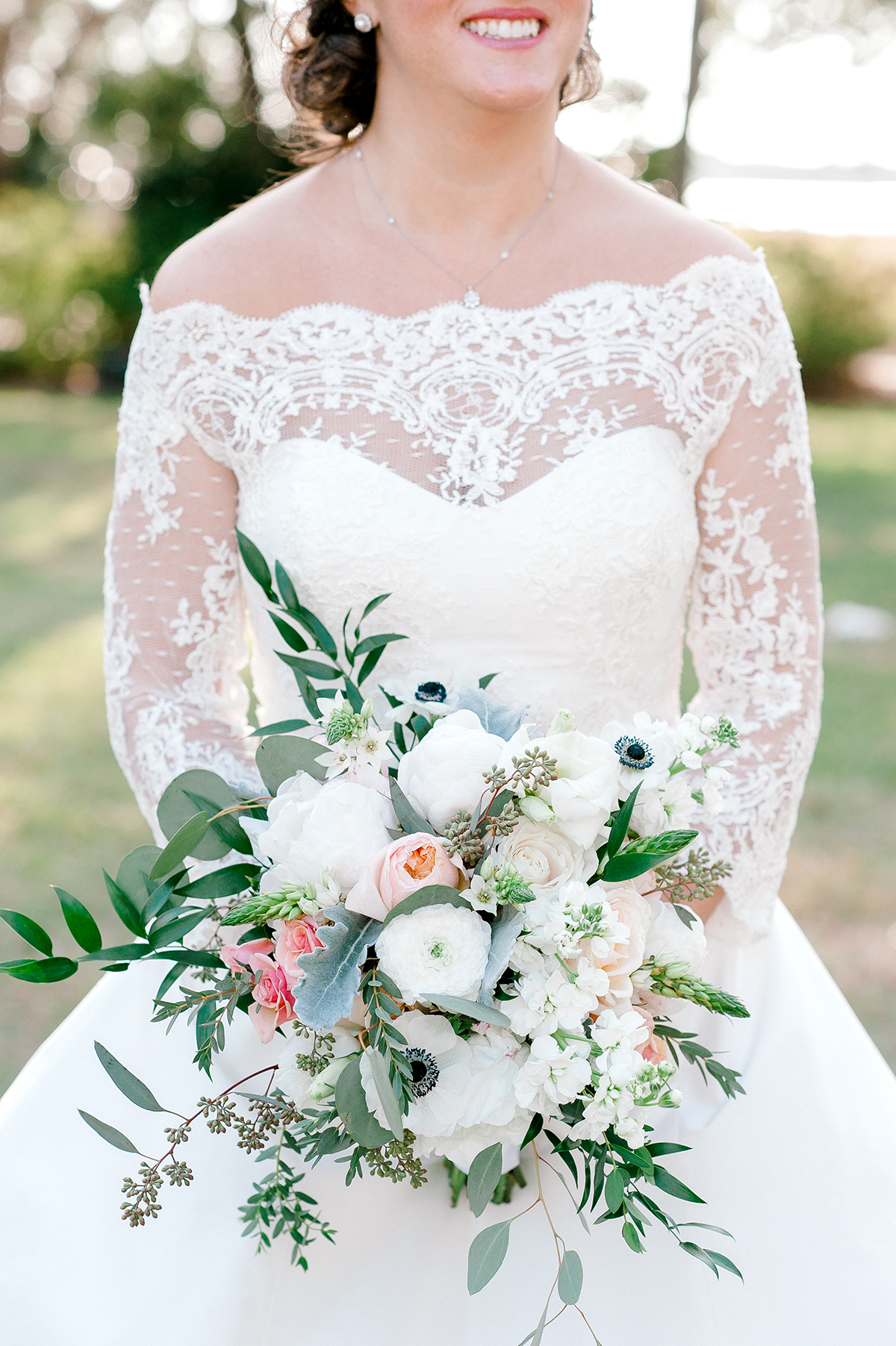 Bride with Anemone and Peony Bouquet