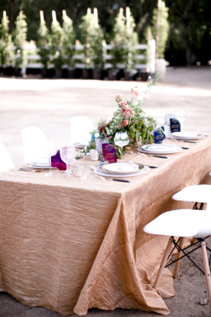 Coral and Blue Wedding Table