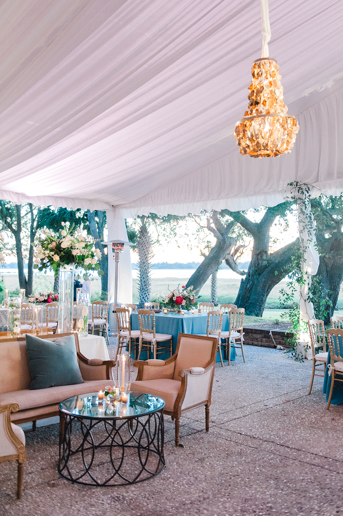 Gold and Blue Wedding in Tent