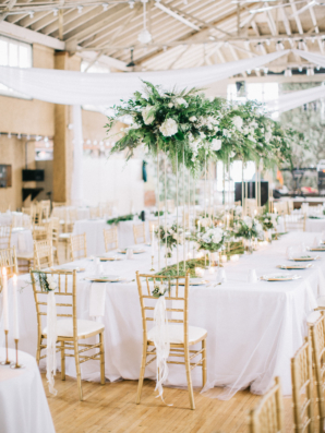 Green Gold and White Wedding Reception