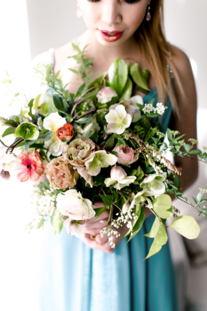 Green and Peach Wildflower Bouquet