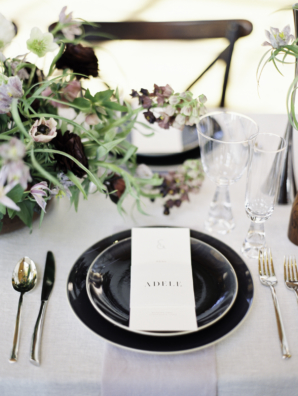 Modern Wedding Table with Black Plates