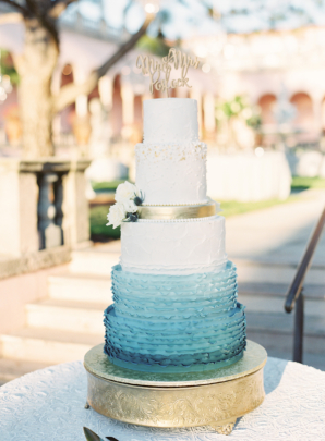 Ombre White and Blue Wedding Cake