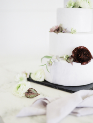 Wedding Cake with Burgundy Flowers