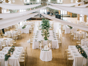 White Gold and Green Wedding Reception