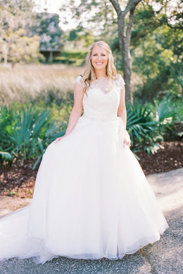 Bride in Lace and Tulle Ballgown