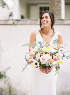 Bride with Colorful Wedding Flowers