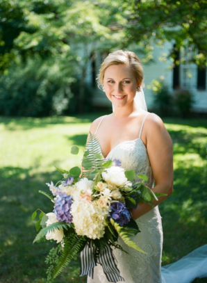 Bride with Purple and Green Bouquet